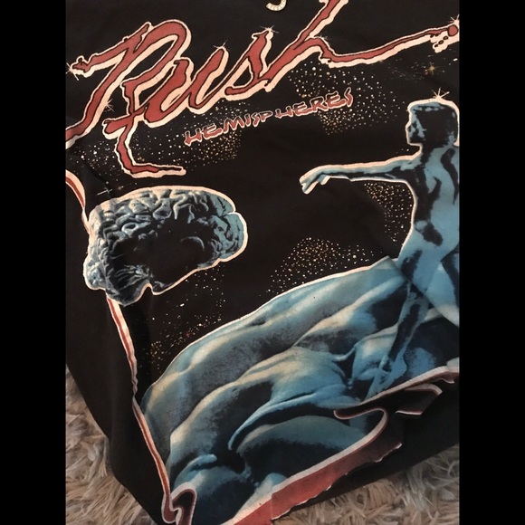 Vintage RUSH band altered crop top asymmetrical - Picture 2 of 5